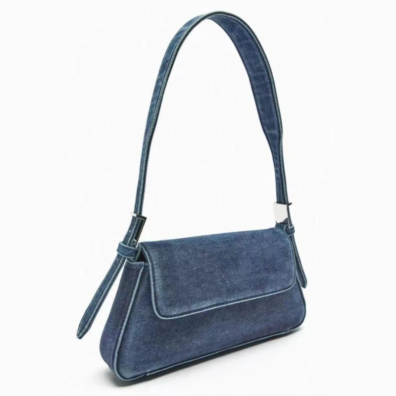 Women's Bag Summer Hundreds Flap Blue Denim Bag Commuter Single Shoulder Armpit Bag Female