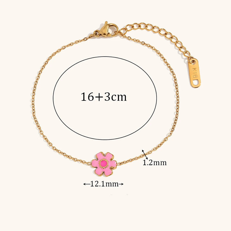 Dripping Zircon Flower Chain Bracelet Stainless Steel Women's Bracelet Waterproof Jewelry Gift