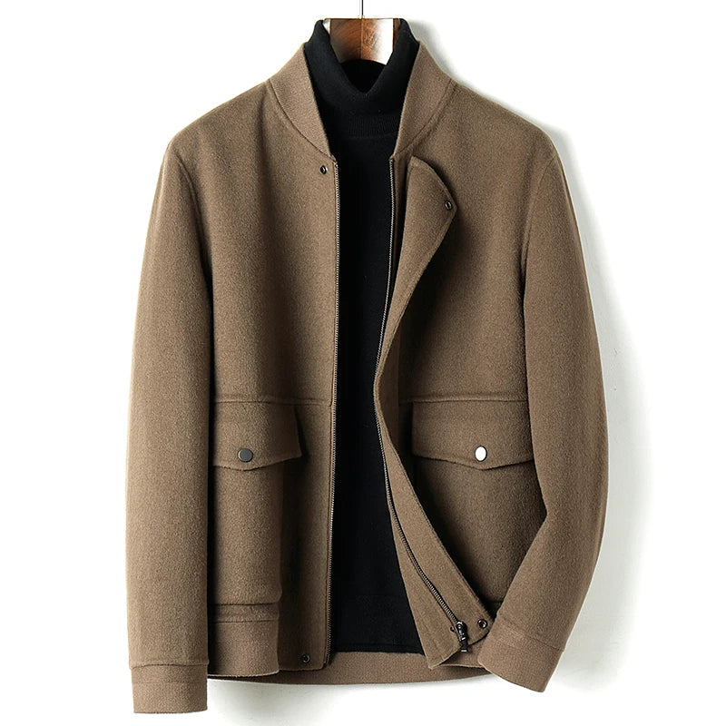 Double-sided Wool Coat Men's Standing Collar Pure Wool Jacket Men Autumn Winter Coats