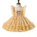 Summer Girl Lace Flying Sleeves Dress Birthday Party Wedding Flower Girl Fluffy Dress