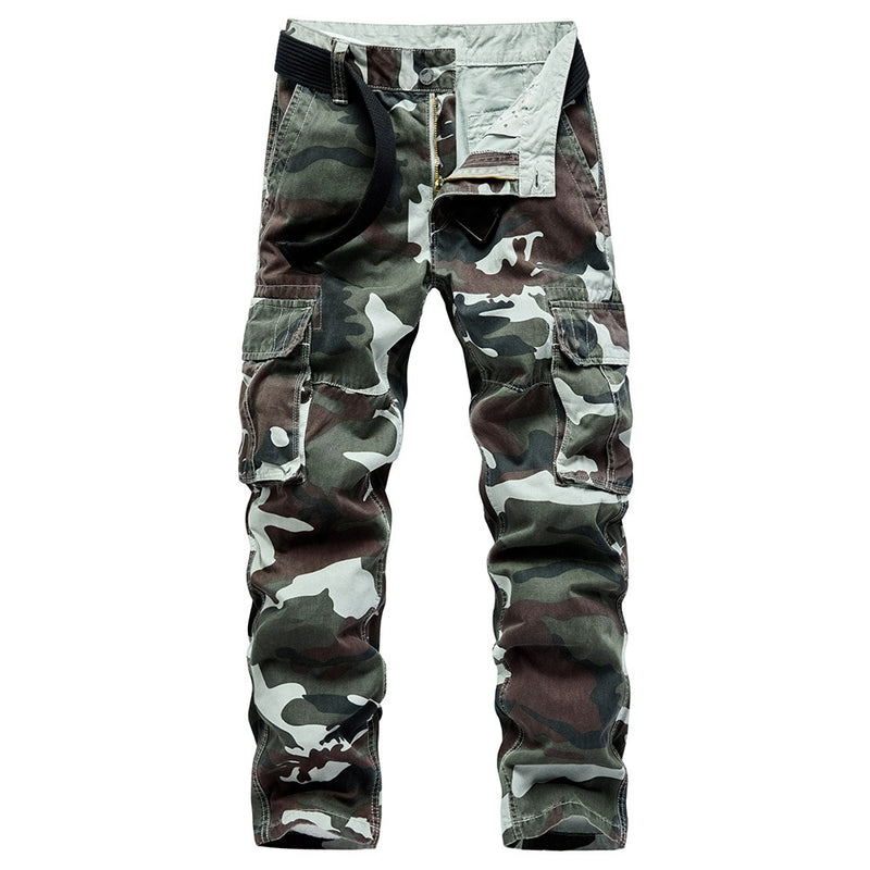 Men Trousers Cotton Straight Multi-pocket Casual Overalls Denim Work Pants Trousers For Male