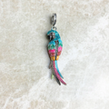 Striking Parrot Pendant 925 Sterling Silver Dangle Charm Women Fine Jewelry