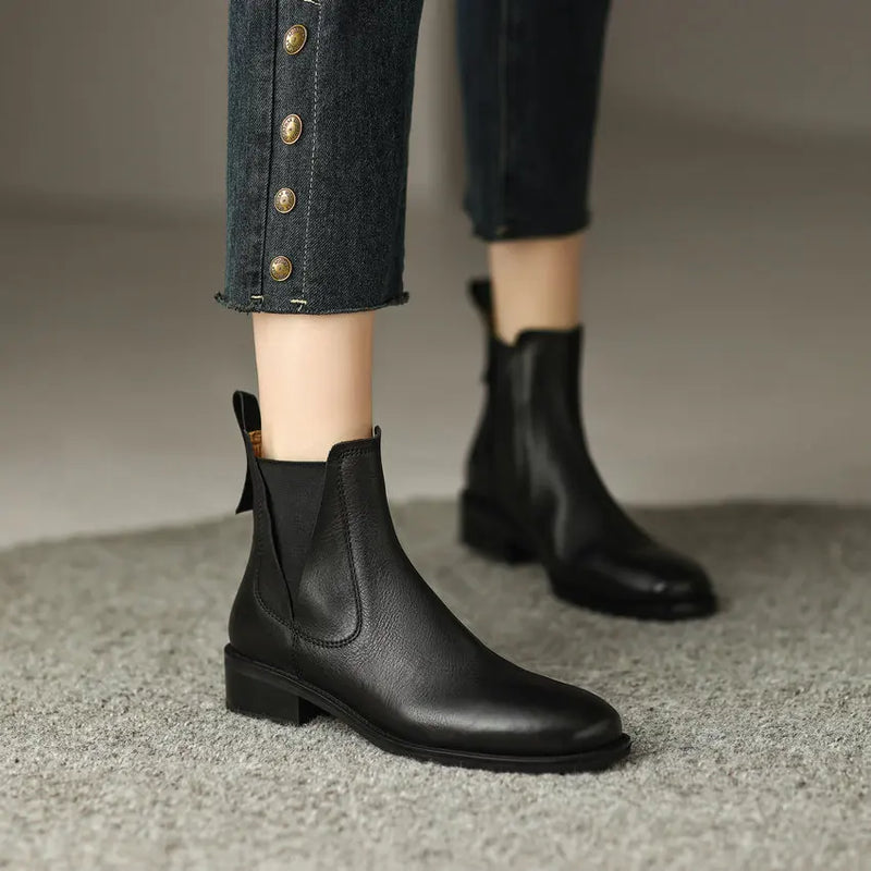 Women Ankle Boots Genuine Leather Short Boots Autumn Winter Shoes Woman