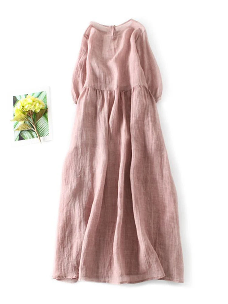 Elegant Dresses Literature Casual Loose Maxi Party Dresses Cotton Blend Large Swing Sundress