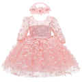 Baby Girl Dress Toddler Birthday Party Costume Long Sleeve Butterfly Sweet Princess Dresses Spring Summer Gauze Pink Midi Dress