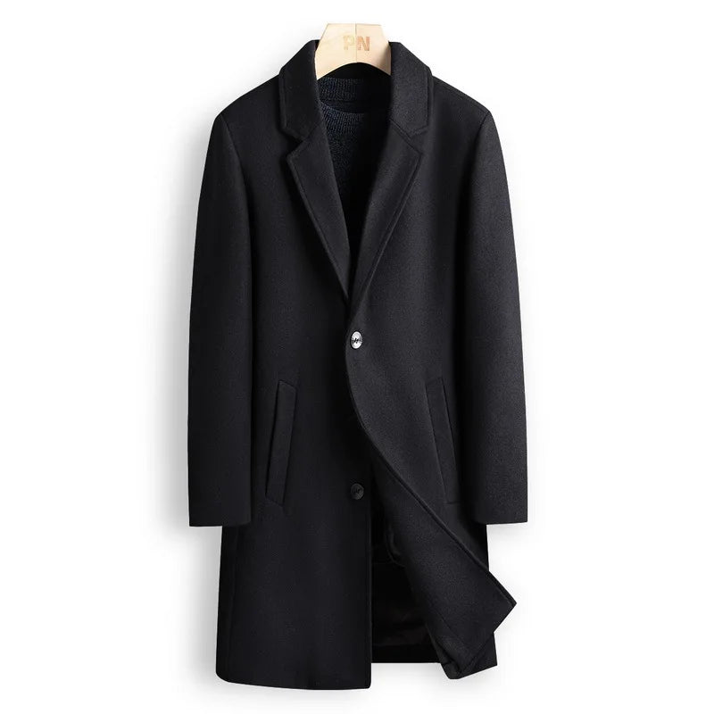 Long Wool Coat Winter Detachable Liner Jacket Men's Double-sided Woolen