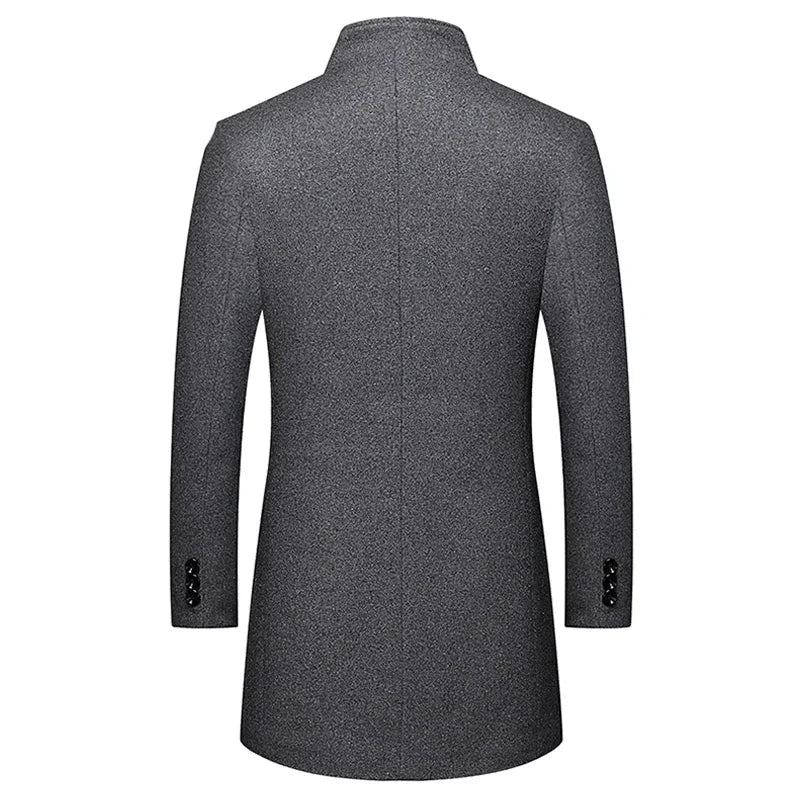 Boutique Wool Blending Men's Casual Business Woolen Coat Thicked Warm and Warm Men's Stations Collar Wool Jacket