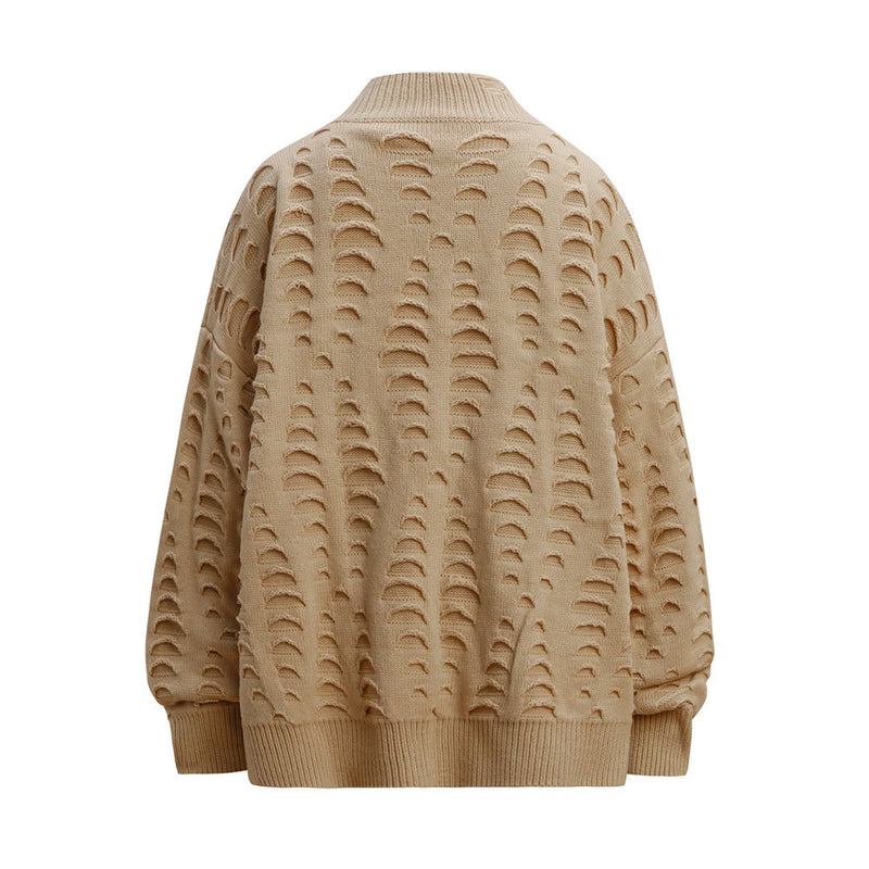 Cardigan Sweater Winter Hollow Hole Knitted Sweaters Hip Hop Streetwear Knitwear Coat