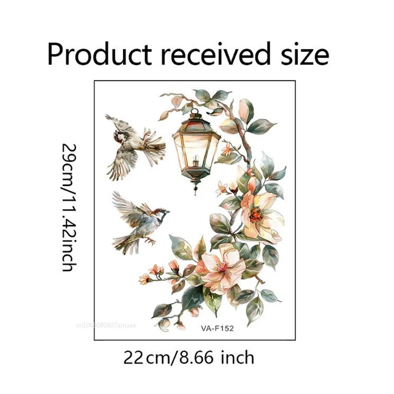 Flower Pendant Lamp Bird Wall Sticker for Bedroom Entrance Home Background Decor Wall Art