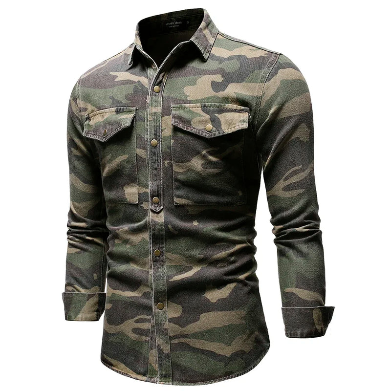 Military Green Camouflage Denim Shirt Outdoor Climbing Jacket