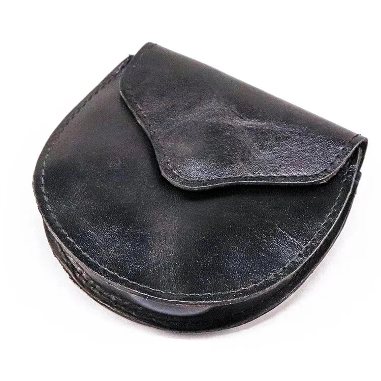 Retro Genuine Leather Coin Purse Flap Wallet Square Handmade Leather Mini Card Holder