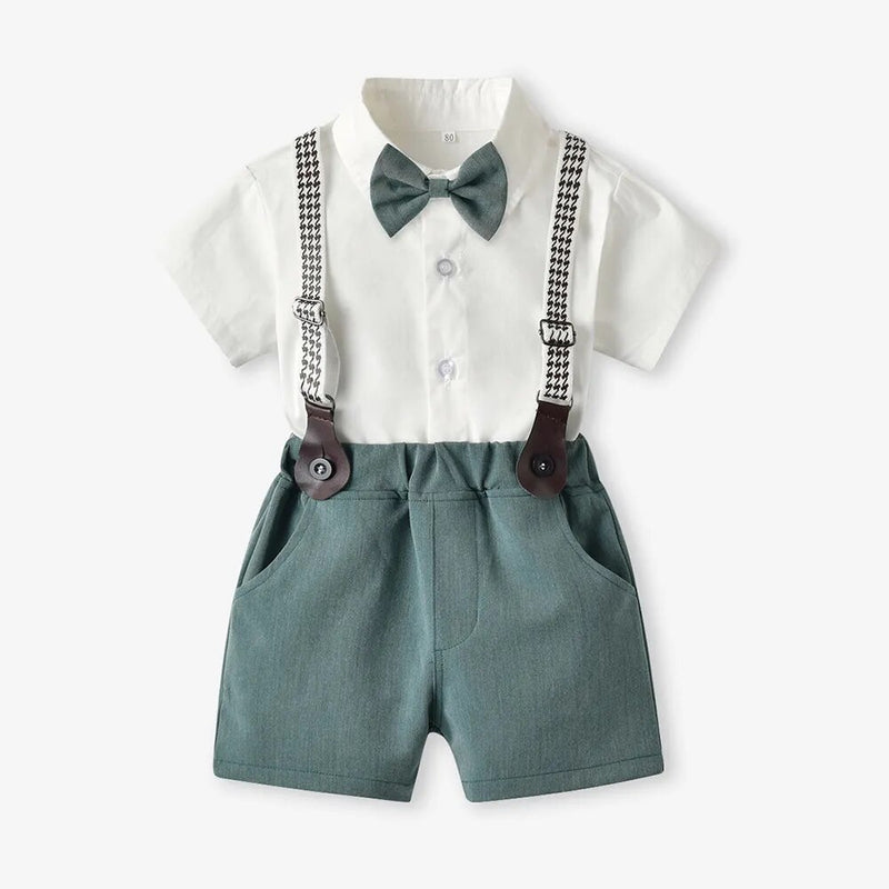 Baby Boys Clothing Summer Short Sleeve White Shirt Green Shorts Kids Boy Groups Solid Toddler Boy Baby Set Kids Clothing