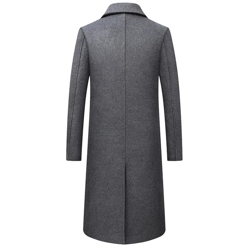 Autumn Winter Mens Woolen Jackets Boutique High-end Wool Blend Overcoat Trench Men X-long Thick Coat Over The Knee Trench Coat