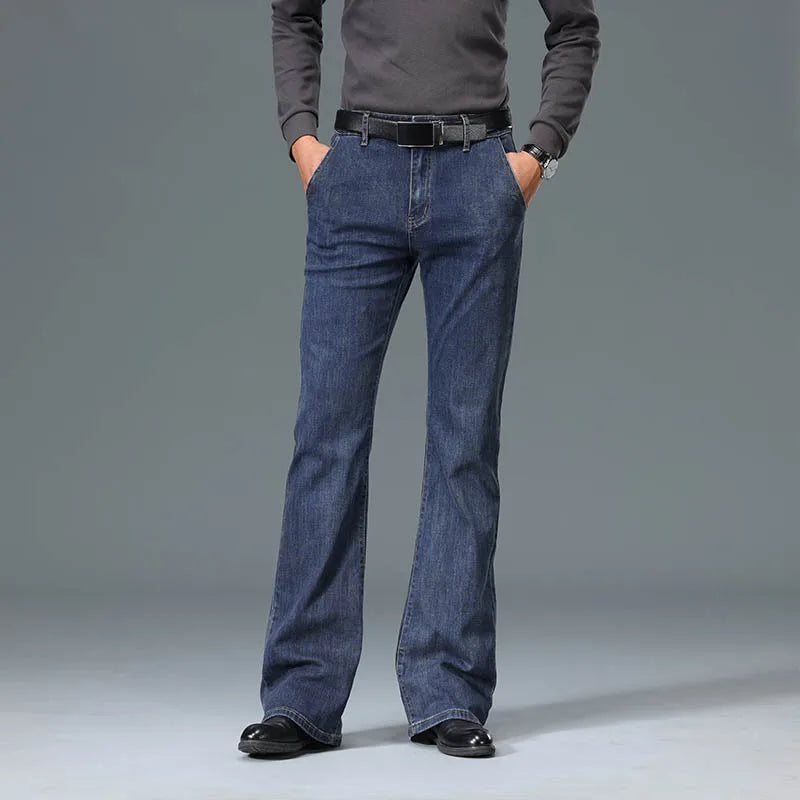 Autumn And Winter Men's Flared Jeans High-End Loose And Comfortable Casual Pants