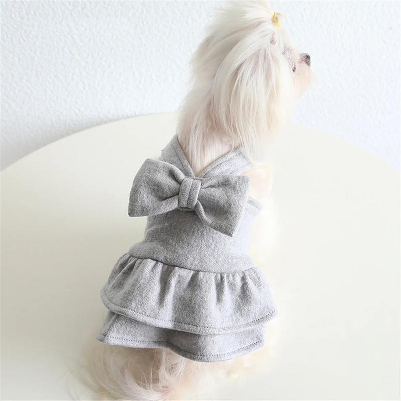 Autumn Winter Pet Clothes with Sheep Plush Strap Skirt Maltese Cat Dog Clothing