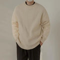 Sweaters Men Pleated Cozy Temperament Simple Streetwear All-match Round Neck Advanced Slouchy