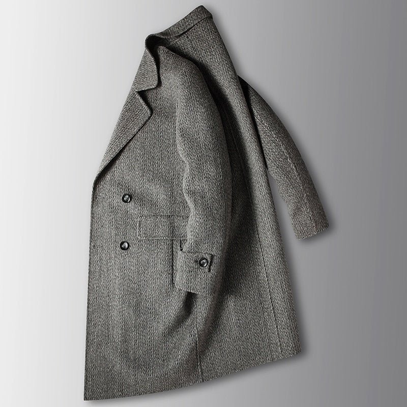 Autumn high quality wool long trench coat men male jackets overcoat