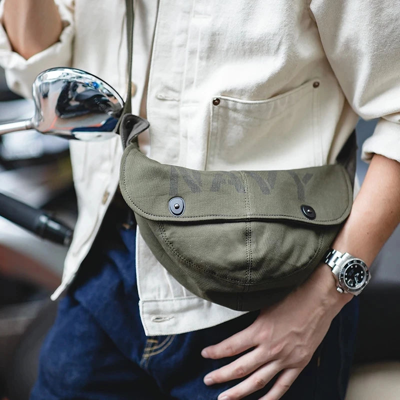 Retro Deck Men's Bags Military Canvas Messenger Crossbody Chest Waist Bag Hats Shoulder Belt Bag