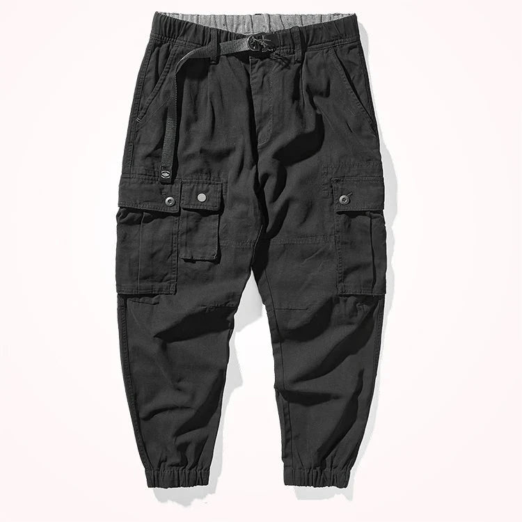 Autumn American Retro Woven Tooling Pants Men Washed Military Casual Trousers