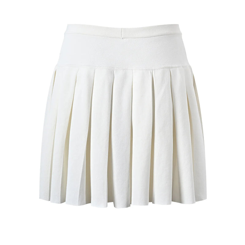 Spring Summer Design Women Knitting Pleated Mini Skirt