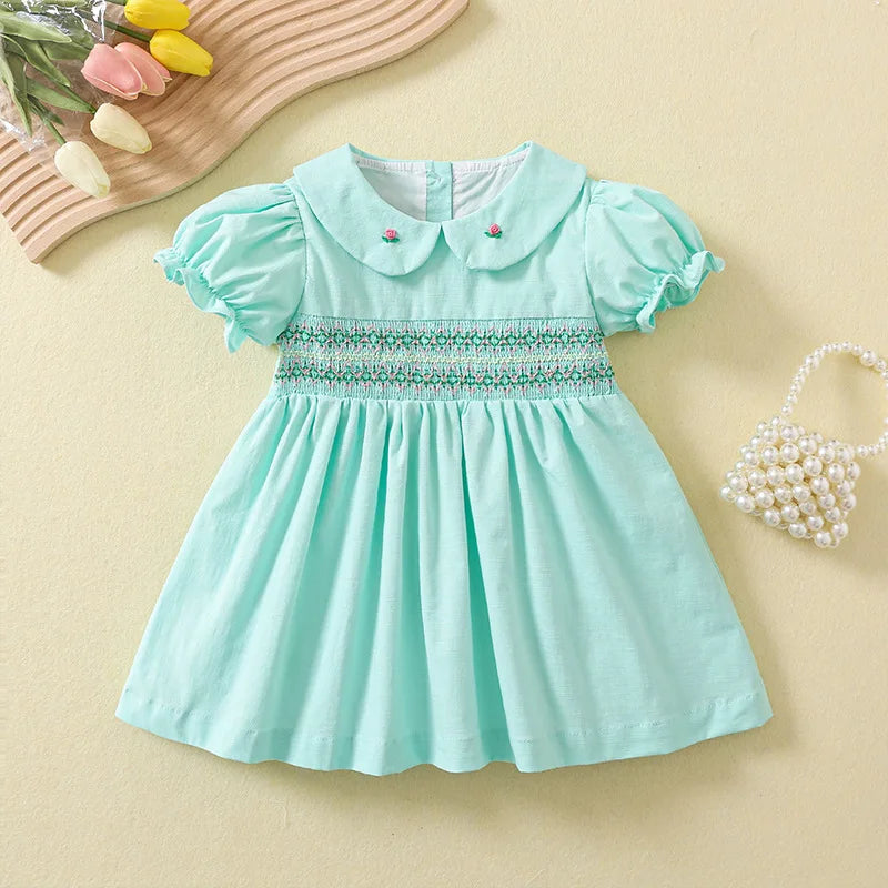 Baby Girls Party Dresses With Smocking Toddler Girl Cotton Dress Children Summer Clothing