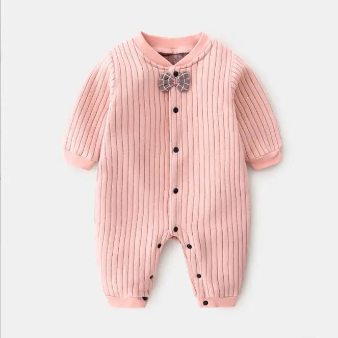 Spring Autumn Newborn Clothes Casual Gentleman Infant Jumpsuit Warm Baby Boys Romper Toddler Girl