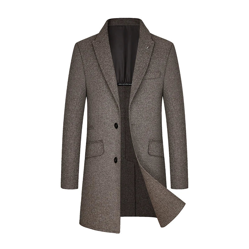 winter Men's Handsome Handmade Double-sided Wool Coat Medium Length Suit Collar Wool Coat Men's Coat