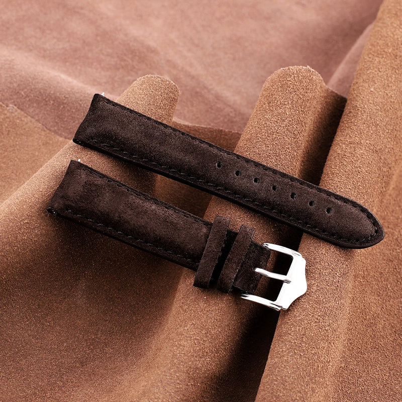 Genuine Leather Watch Strap Coffee Watch With Quick Release Watchband Wristband