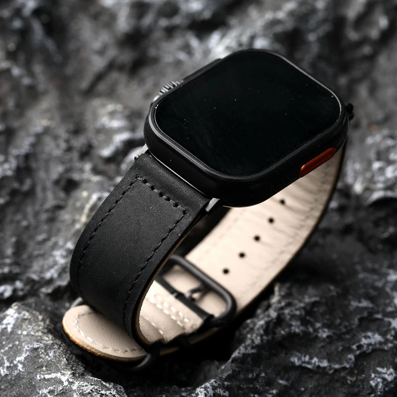 Handmade Retro Watchband For Apple Watch Leather Strap Men