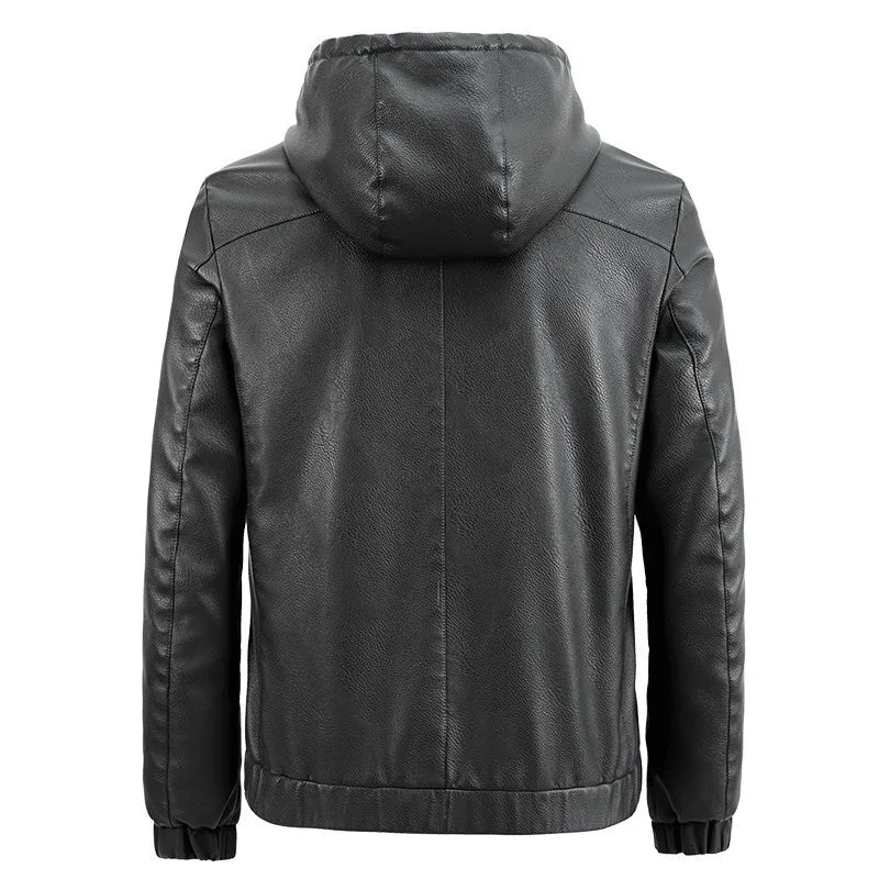 Handsome Trend Casual Male Hooded Slim Motorcycle Casual Jacket Thick Winter) Traveling