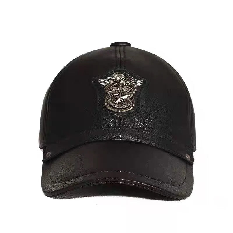 Spring Winter Man Genuine Leather Baseball Caps Male Casual Hats