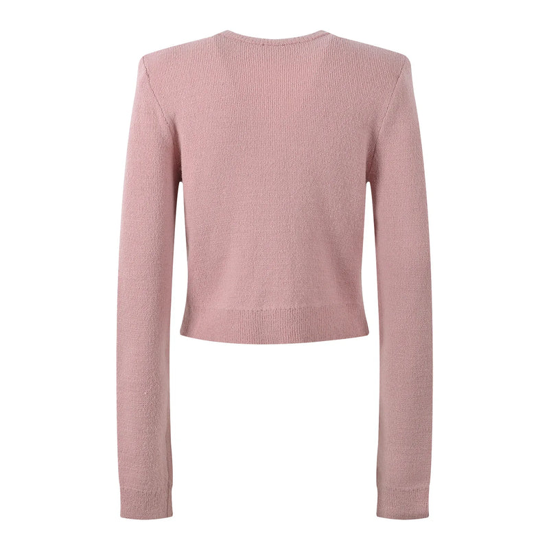 Autumn Winter Beading Cardigan Sweaters Women Knitting Tops Knitwear Pink