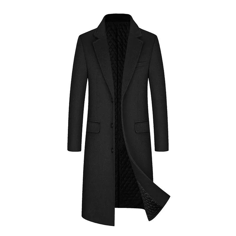 Men's Wool Wool Coat Autumn and Winter Windbreaker Men's Coat Medium Length Coat