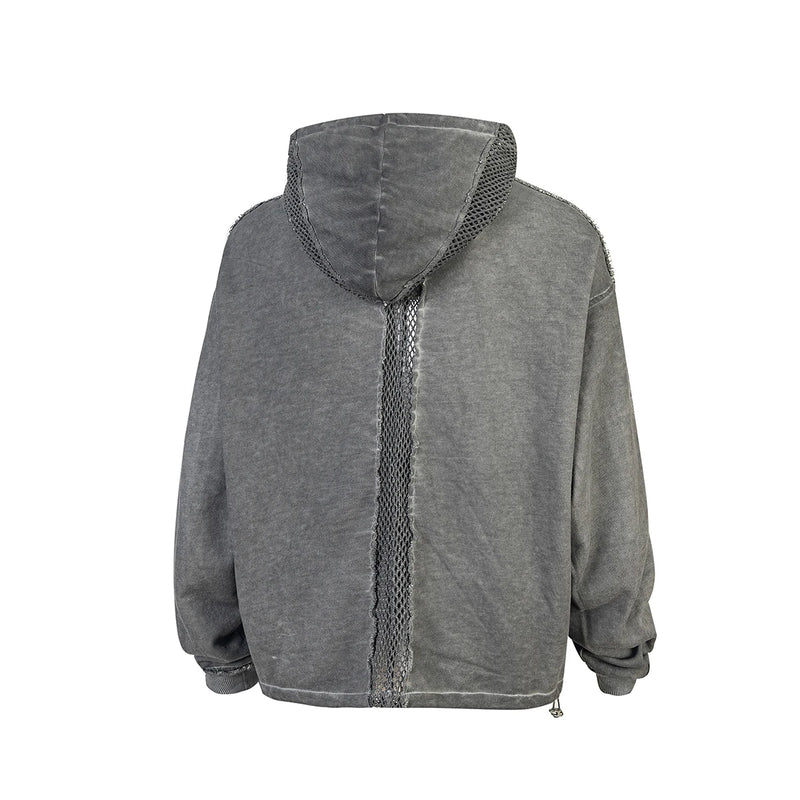 Mesh Sleeve Autumn Hooded Jacket Mens Cardigan Casual