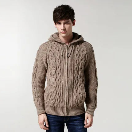 Winter Hooded Cardigans Men Autumn Causal  Knitted Sweater Couple Knitwears Men Clothing