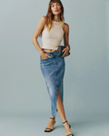 Women's Denim Half Skirt Washed Denim Summer Long Skirts