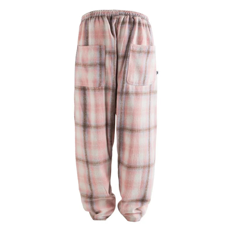 Woolen Twill Checkered Men Pants Autumn Winter Trousers Casual