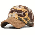 Corduroy Camouflage Feather Baseball Cap With Trendy Pattern For Outdoor