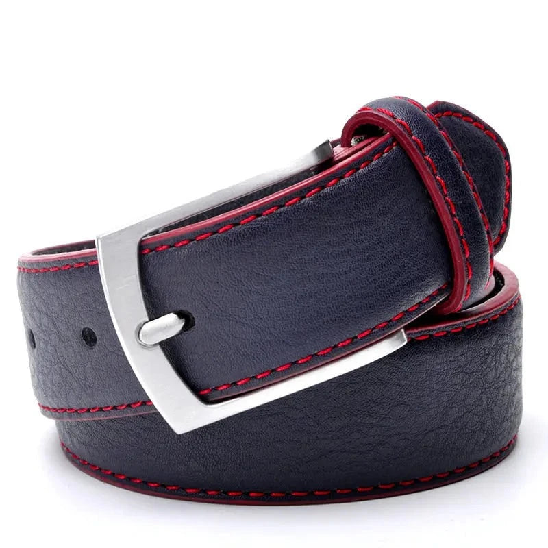 Luxury Leather Pin Buckle Belt Fashion Casual Two Layer Men's Jeans Belt