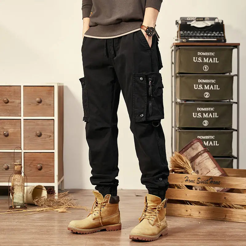 Spring Autumn Men Cargo Pants Multi Pocket Khaki Trousers Casual Military Cotton Pants Men Pantalon Cargo