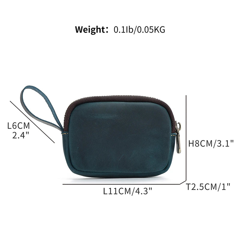 Genuine Leather Small Coin Purse Wallet With Keychain Mini Change Purse Coin Pouch Holder For Men Women