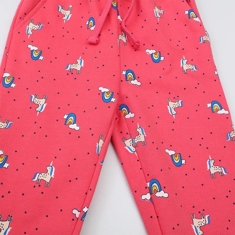 Girls Unicorn Drawstring Full Length Kids Cotton Clothes Kids Trousers Pants