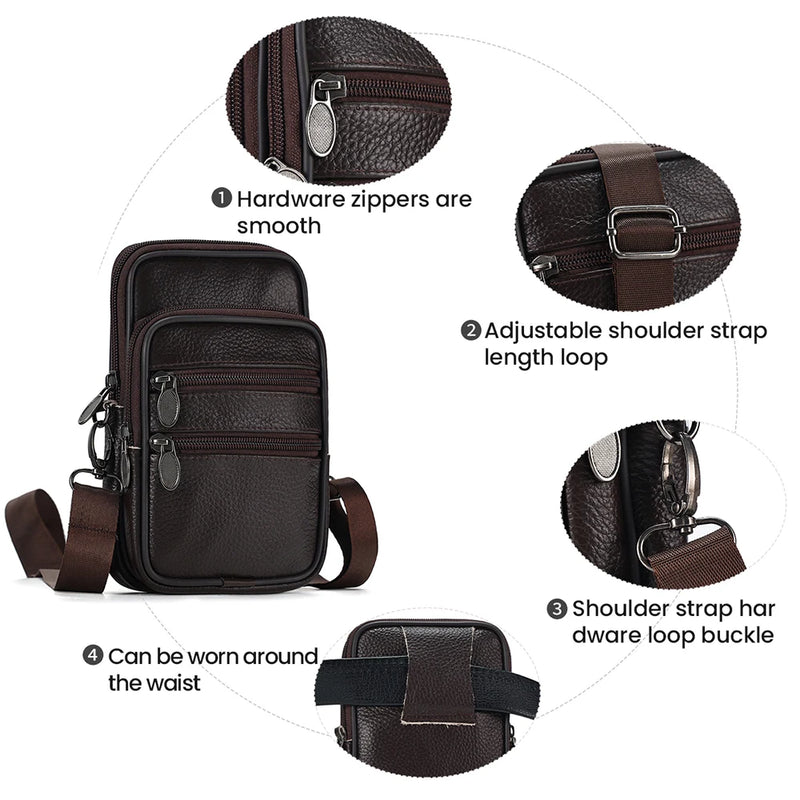 Men Leather Shoulder Bag Designer Crossbody Bag for Male Travel Sling Bags Casual Waist Pack