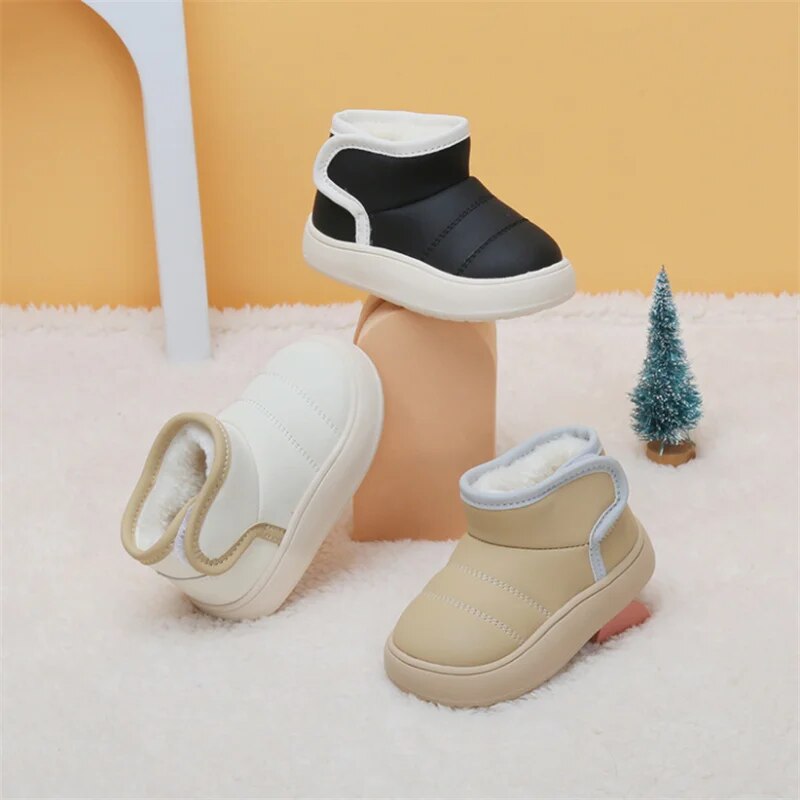 Winter Baby Boots Leather Warm Plush Girls Ankle Boots Soft Sole Boys Cotton Shoes Toddler Infant Shoes