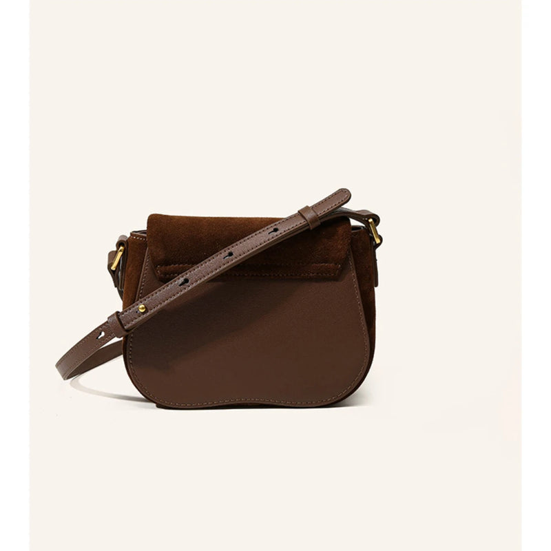 Chic Elegant Style Small Flap Bag Coffee Matte Women Crossbody Bag Retro Lady Shoulder Bag