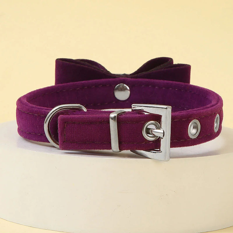 Soft Velvet Cat Collar Small Puppy Cat Dog Collars Bow Kitten Collar Bowknot Necklace