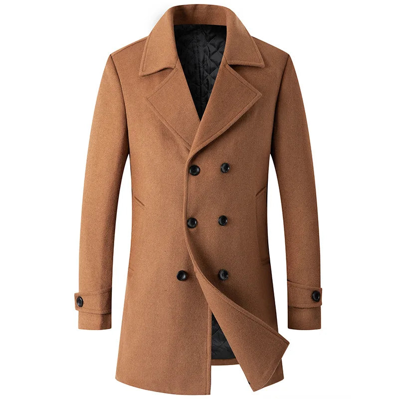 Men Wool Blends Cashmere Long Trench Coats Winter Jackets Male Business Casual Trench Winter Coats