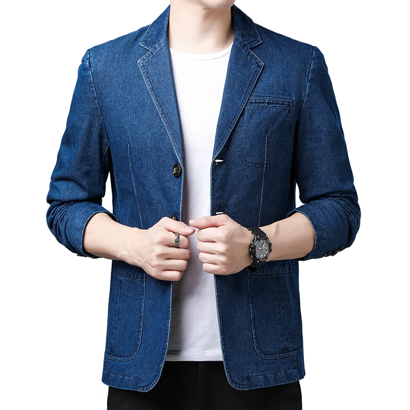 Men's British Style Leisure Slim Version of The Trend Solid Denim Comfortable Blazer