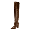 Women Thigh High Boots Genuine Leather Thick High Heels For Women Winter Shoes Over Knee Boots