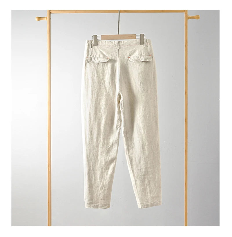 Spring and Summer Linen Pants Casual Men Retro Loose Breathable